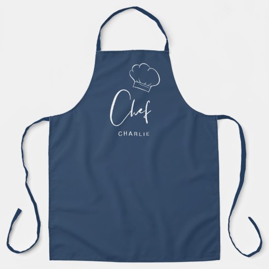 Navy blauw schattig pet en script gepersonaliseerd schort (Voorkant)