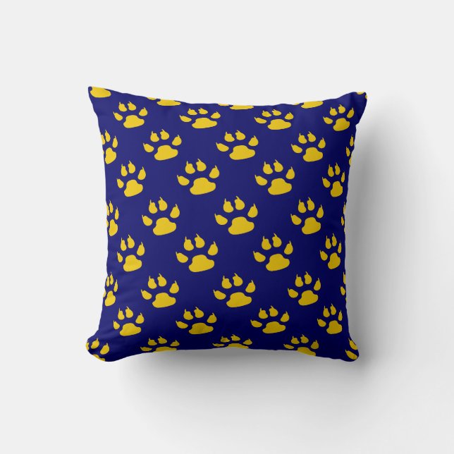 Navy blauw schattig poot patroon print kussen (Voorkant)