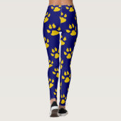 Navy blauw schattig poot patroon print leggings (Achterkant)