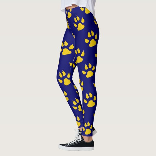 Navy blauw schattig poot patroon print leggings (Links)