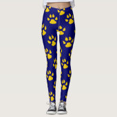 Navy blauw schattig poot patroon print leggings (Voorkant)