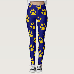 Navy blauw schattig poot patroon print leggings
