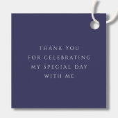 Navy Blauw Script Cross Boy Eerste Communie Bedankjes Labels