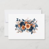 Navy Blauw Sinaasappel Terracotta Bloemen Elegante RSVP Kaartje (Achterkant)