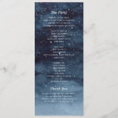 Navy Blauw Sneeuw Winter Nacht Wonderland Bruiloft Programmakaart (Achterkant)