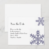 Navy Blauw Sneeuwvlok Winter Bruiloft Save the Dat Date (Voorkant / Achterkant)