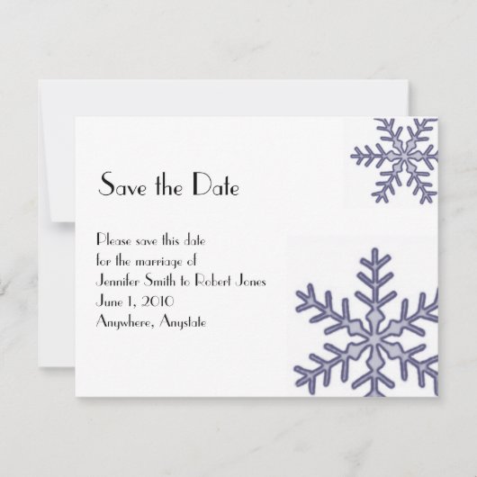 Navy Blauw Sneeuwvlok Winter Bruiloft Save the Dat Save The Date (Voorkant)
