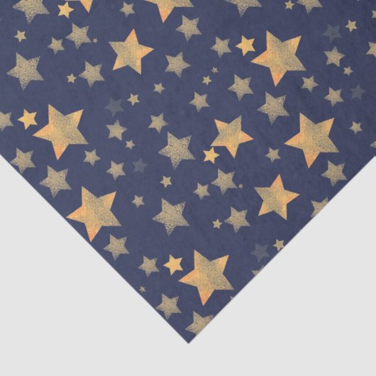 Navy Blauw Sterpatroon  Elegant Kerstmis Tissuepapier (Detail)