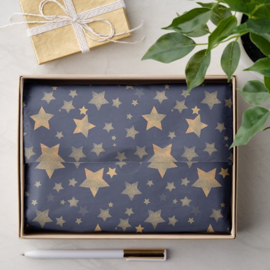 Navy Blauw Sterpatroon  Elegant Kerstmis Tissuepapier (Geschenk)