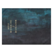 Navy blauw & thee Waterverf & gouden bruiloft mono Tafelkleed (Voorkant (Horizontaal))