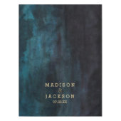 Navy blauw & thee Waterverf & gouden bruiloft mono Tafelkleed (Voorkant)