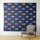 Navy blauw Twee Logo Bedrijf Achtergrond Wandkleed (In Situ (horizontaal))