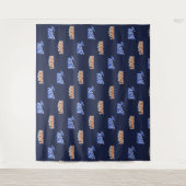 Navy blauw Twee Logo Bedrijf Achtergrond Wandkleed (Voorkant)