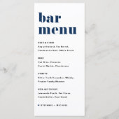 Navy Blauw Vet Retro Typografie Bruiloft Bar Menu (Voorkant)