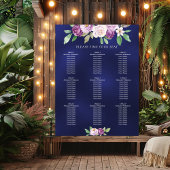 Navy blauw violet bloemen bruiloft zithoek grafiek poster