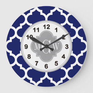 Navy Blauw Wht Marokkaans #5 Grijs 3 Initiele Mono Grote Klok