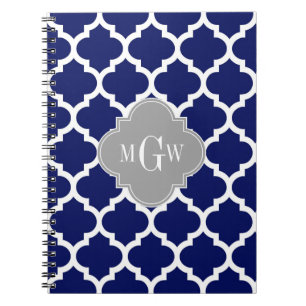 Navy Blauw Wht Marokkaans #5 Grijs 3 Initiele Mono Notitieboek