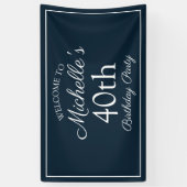 Navy Blauw Wit 40e Verjaardagsfeestje Spandoek (Verticaal)