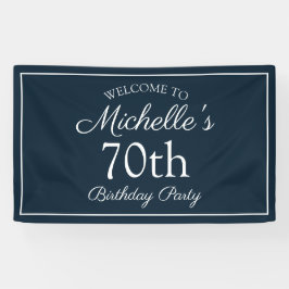Navy Blauw Wit 70ste Verjaardagsfeest Spandoek
