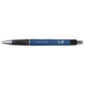 Navy blauw wit aangepast monogram naam minimalisti pen (Voorkant)