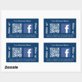 Navy blauw wit bedrijfsnaam qr code Facebook Rechthoekige Sticker (Vel)