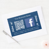 Navy blauw wit bedrijfsnaam qr code Facebook Rechthoekige Sticker (Envelop)