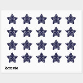 Navy blauw wit bloemen paisley ontwerp ster sticker (Vel)
