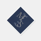 Navy Blauw Wit B'nai Mitzvah Naam Monogram Servet (Hoek)