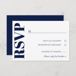 Navy Blauw Wit Bruiloft RSVP