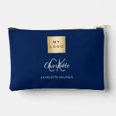 Navy blauw wit business logo naam monogram etui (Achterkant)