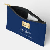 Navy blauw wit business logo naam monogram etui (Open)
