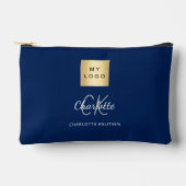 Navy blauw wit business logo naam monogram etui (Voorkant)