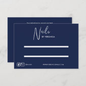 Navy blauw wit chique pers op nageldisplay Kaart (Voorkant / Achterkant)