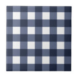 Navy Blauw Wit Cottagecore Gingham Check Plaid Tegeltje<br><div class="desc">Moderne lente picknick trend,  met gingham geruite tartan patroon in marine blauw & wit kleuren.</div>