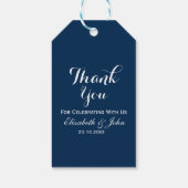 Navy blauw wit elegante bruiloft dank u cadeaulabel (Achterkant)