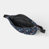 Navy Blauw Wit en Rood Bloemen Heuptasje (Open)