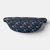 Navy Blauw Wit en Rood Bloemen Heuptasje (Liggend)