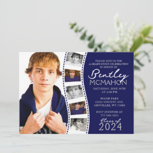 Navy Blauw & Wit Filmstrip 6 Foto Afstuderen In Kaart