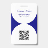 Navy blauw wit foto boog QR code business logo Badge (Achterkant)