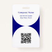 Navy blauw wit foto boog QR code business logo Badge (Achterkant)
