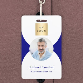 Navy blauw wit foto boog QR code business logo Badge