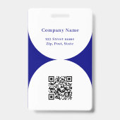 Navy blauw wit foto boog QR code business logo Badge (Achterkant)