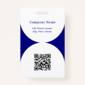 Navy blauw wit foto boog QR code business logo Badge (Achterkant)