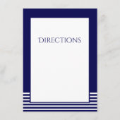 Navy Blauw & Wit Gestreept - Bijgevoegde Huwelijks Informatiekaartje (Voorkant)