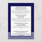 Navy Blauw & Wit Gestreept - Bijgevoegde Huwelijks Informatiekaartje (Achterkant)