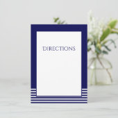 Navy Blauw & Wit Gestreept - Bijgevoegde Huwelijks Informatiekaartje (Staand voorkant)