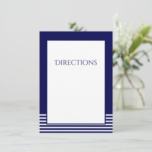 Navy Blauw & Wit Gestreept - Bijgevoegde kaart voo (Staand voorkant)
