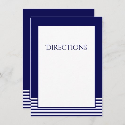 Navy Blauw & Wit Gestreept - Bijgevoegde kaart voo (Voorkant / Achterkant)