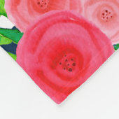 Navy Blauw Wit Gestreept Waterverf Floral Monogram Fleece Deken (Hoek)