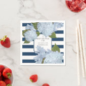 Navy Blauw Wit Gestreepte Hydrangea Floral Baby Sh Servet (Insitu)